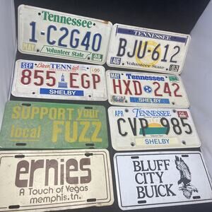 Lot Of 8 Tennessee TN Star 80's-90's License Plates Vintage! Man Cave, Crafts